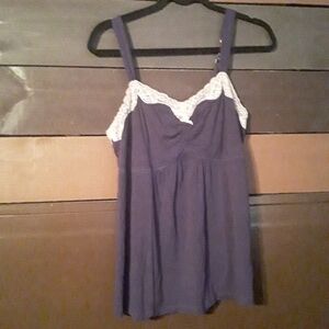 NWOT Soma Large Gorgeous Purple With Creamy Tan Lace Accents Lingerie Top